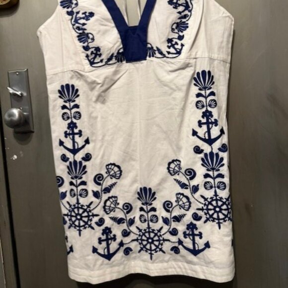 Retro Embroidered Floral Nautical / Sailor Mini Dress - Picture 14 of 16